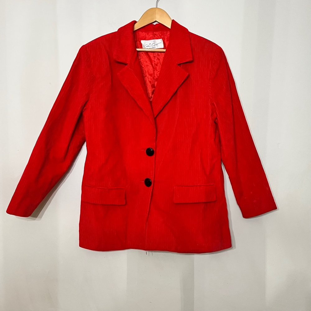 Catherine Ogust‎ Blazer Corduroy Women’s 12 Red Two Button Vintage